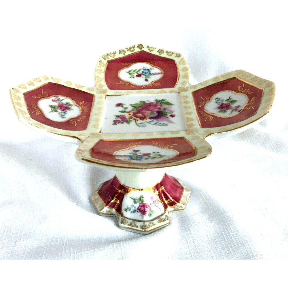 Camille Naudot Porcelain Cookies Candy Footed Plate Dish Antique Pre WW2 France